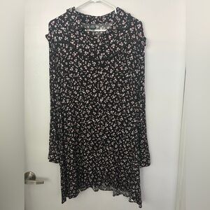 Wild Fable Black Dress with Pink Floral Pattern